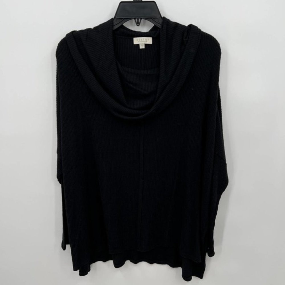 Status by Chenault Women's Cowl Neck Long Sleeve Top Black Size Medium